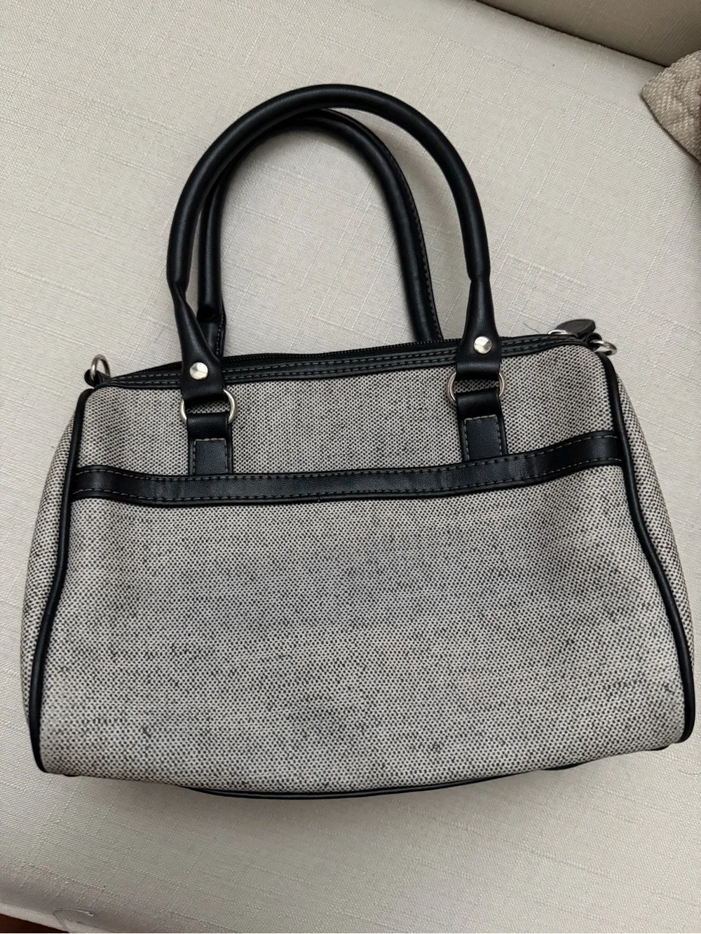 Women's Black and Cream Satchel Handbag